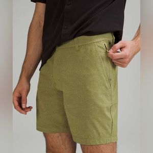 NWOT lululemon Commission Short 7in WovenAir - Heathered Bronze Green, 36w